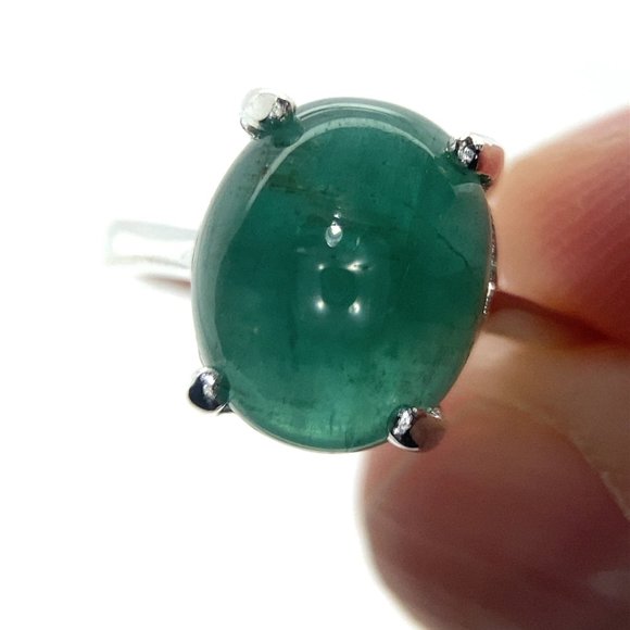 Emerald 3.95ct Platinum Finish Solid 925 Sterling Silver Ring
